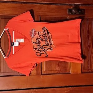 Harley Davidson Short Sleeve- Orange - Medium